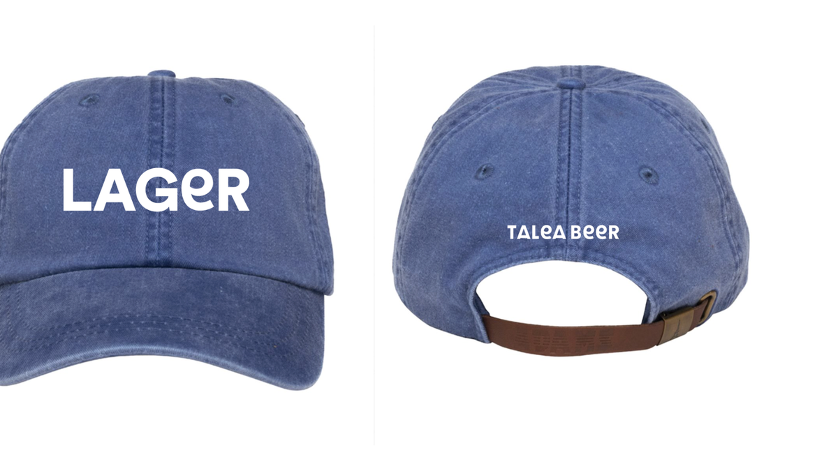 Blue Baseball Cap: LAGER - AVAILABLE FOR PRE-ORDER - MUST PICK UP AT TALEA WILLIAMSBURG, BROOKLYN
